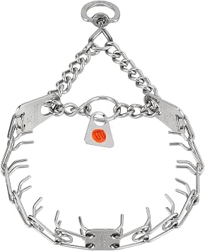 Herm. Sprenger Micro-Plus Prong Dog Training Collar with Center-Plate & Assembly Chain with Swivel, Stainless Steel, Micro 1.5 mm x 10" Neck Size