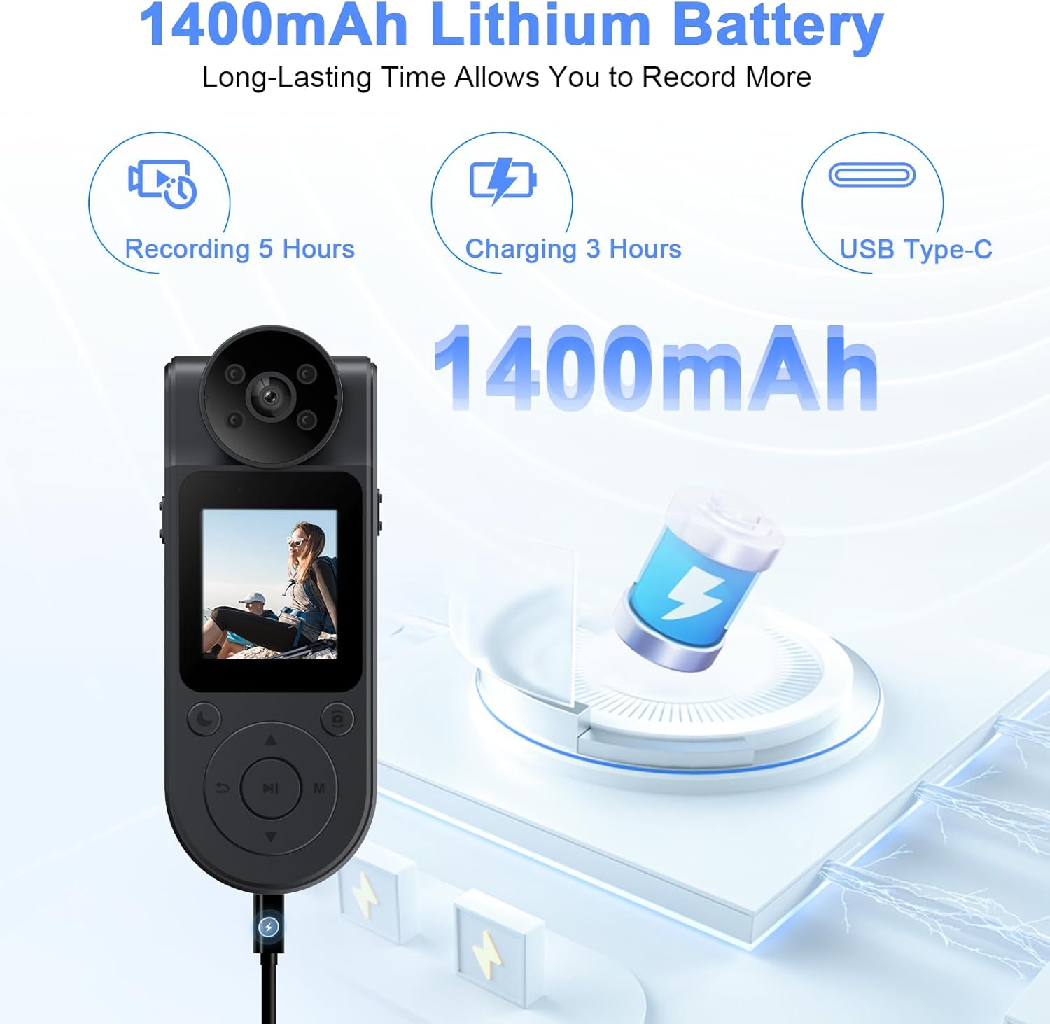 Mini Body Cameras with Audio and Video Recording, HD 1080P Bodycam, Portable Body Cam, Wearable Clip on Camera, Small Police Body Camera, with Night Vision 1400mAh Battery for Personal Vlogging