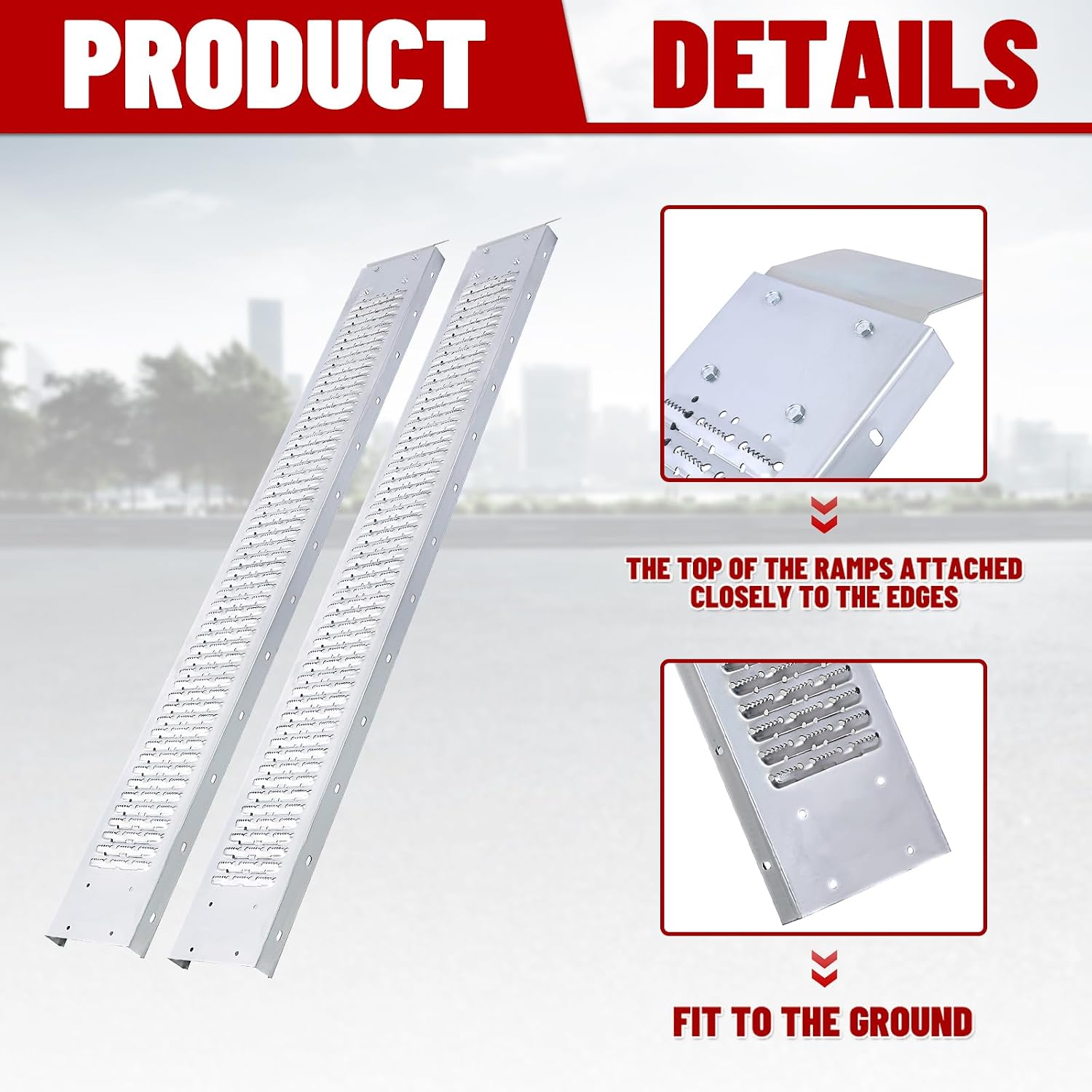 Heavy Duty Steel Loading Ramps (2-Pack) - 77" Long, 960 LBS Capacity - Essential Pickup Truck Loading Ramp for ATV, Quad, Lawn Mower, Dirt Bike, and Trailer, Enhanced Traction Ramp