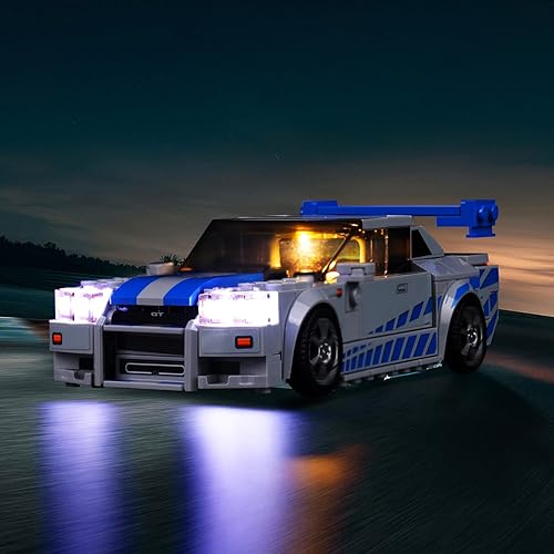 Kit de luz mejorado compatible con Lego Speed Champions 2 Fast 2 Furious Nissan Skyline GT-R (R34) Kit de construcción de modelos de juguete de