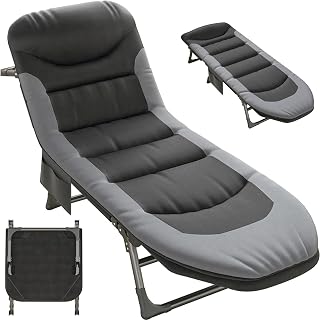 Cama de Camping Plegable XXL 150KG Cargable, 190 x 65 x 30 cm, Tumbona de Camping, Tela Oxford con Bolsillo Lateral, Cama Portatil con Bolsillo Lateral para Playa Exterior Viajes (Negro)