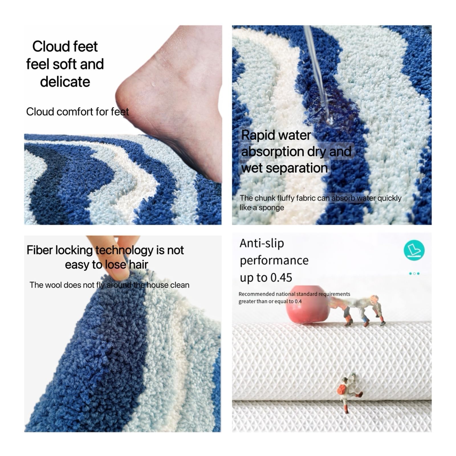 オーシャンママ‼︎ Amazon.com: FJMCOZY Bathroom Mat Blue Bath Mat for Bathroom Cute