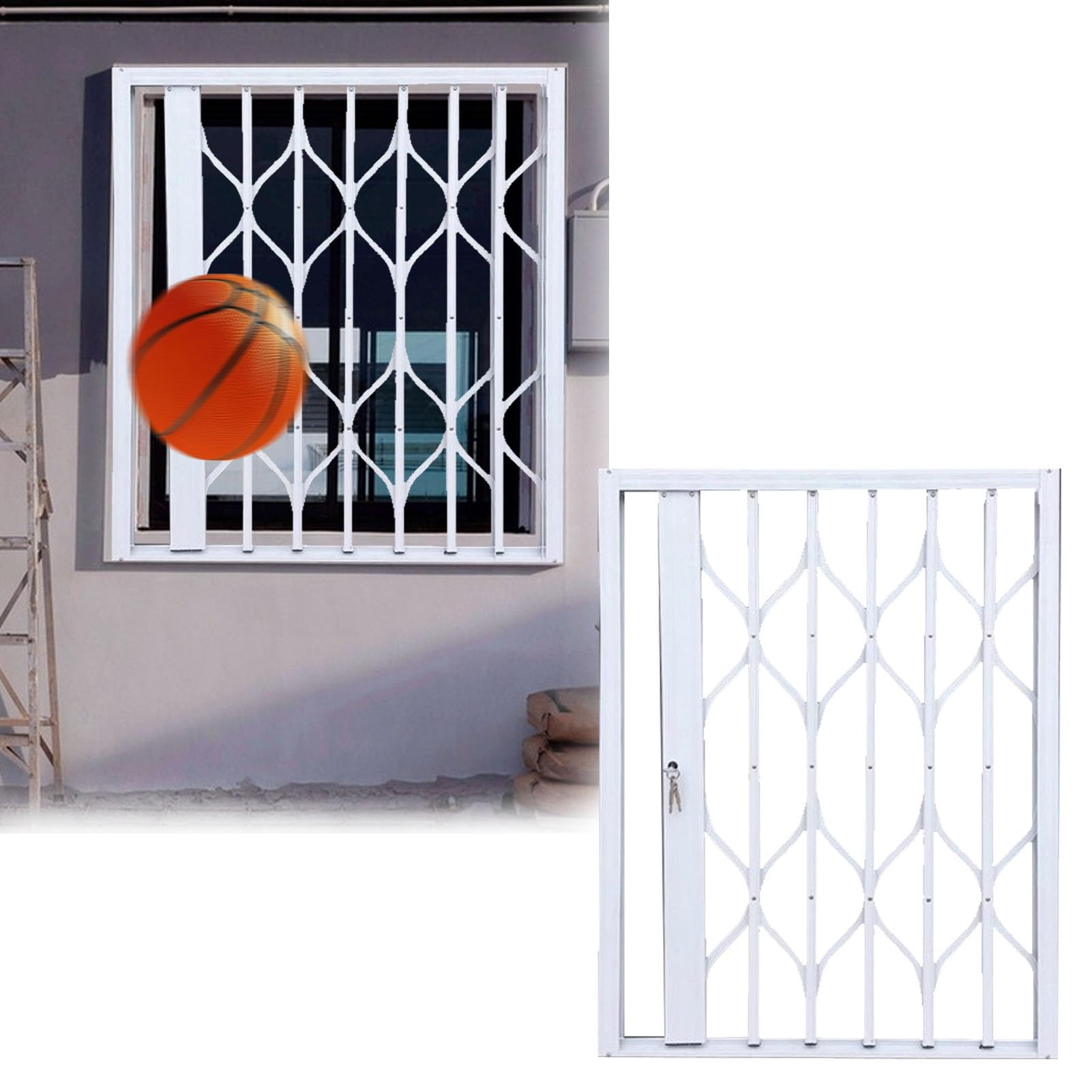 Robust Outdoor Window Security Grille, Aluminum Burglar Protection for Dogs, Invisible Sliding & Folding Window for Basement (33x48 inch) - Ultimate Crime Prevention W X H 33x48inch/84x122cm