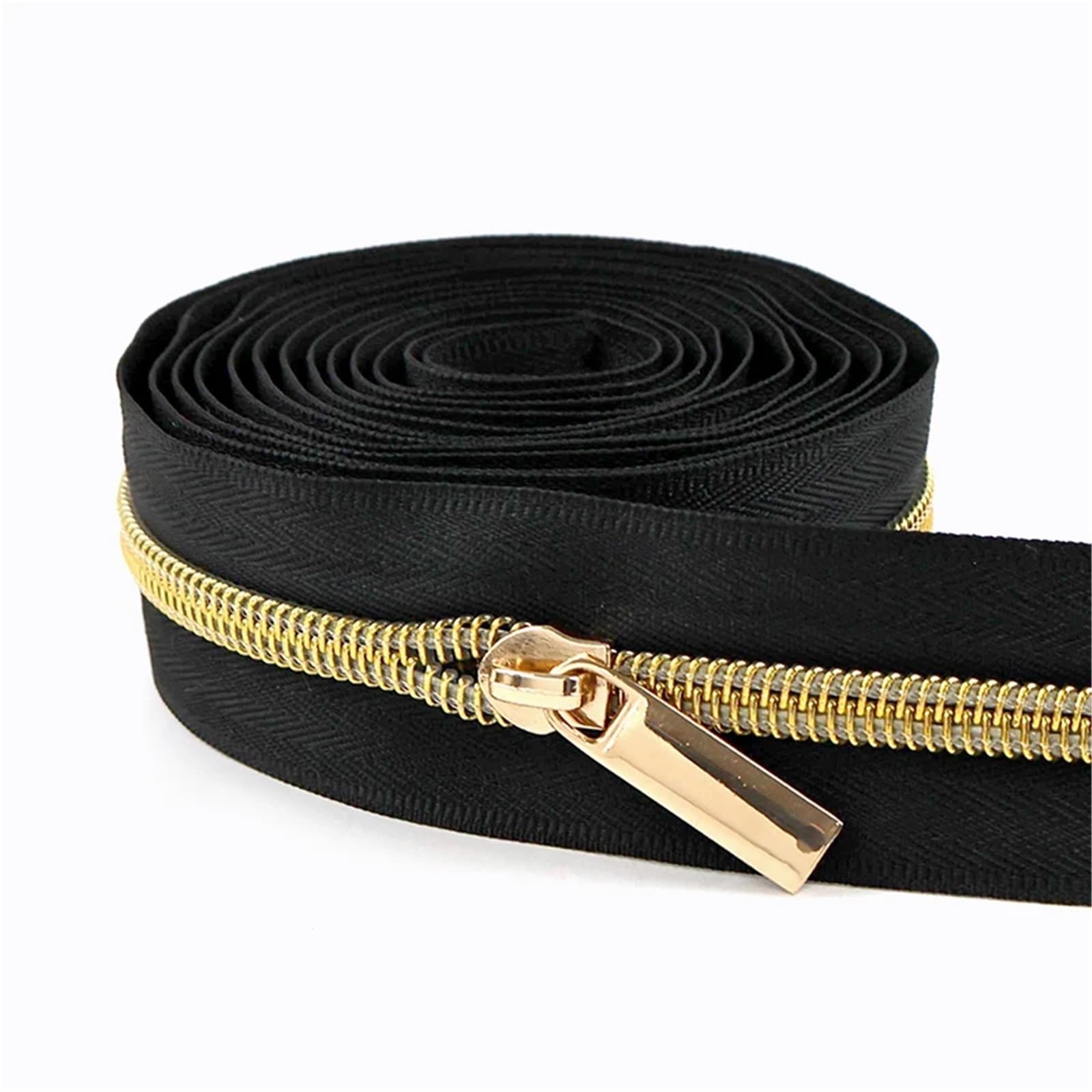 Two Way Zipper 1-5M 5# Nylon Zippers Tape with Zipper Puller Sewing Bag Clothing Zips Head Shoes Jacket Zip DIY Tailor Accessories(KY377ZT148-LightGold,3MZips3PcsSliders)