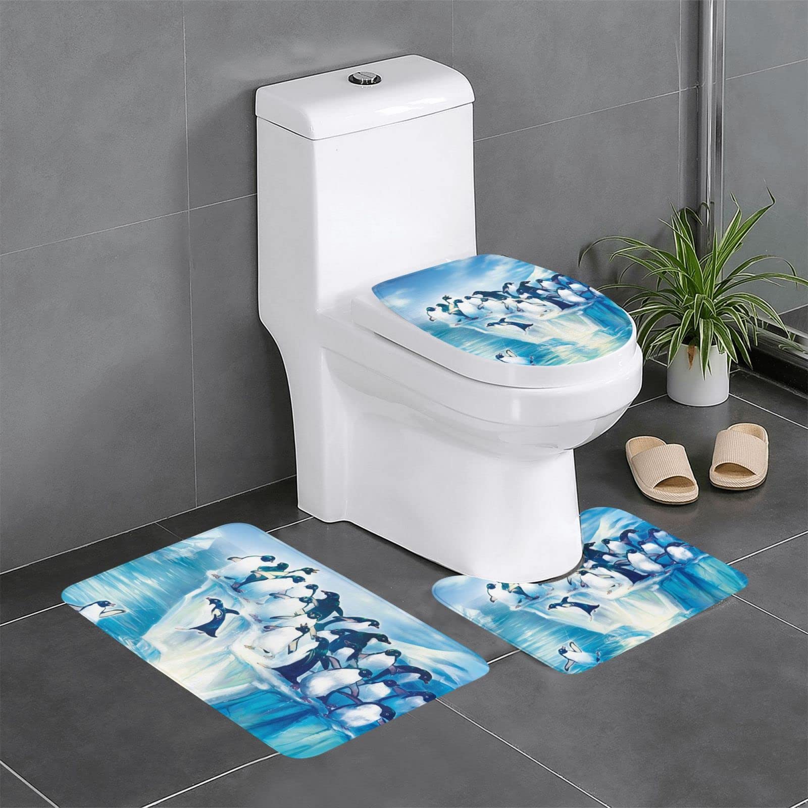 Tapis de bain absorbant pour sol humide Penguins On Iceberg