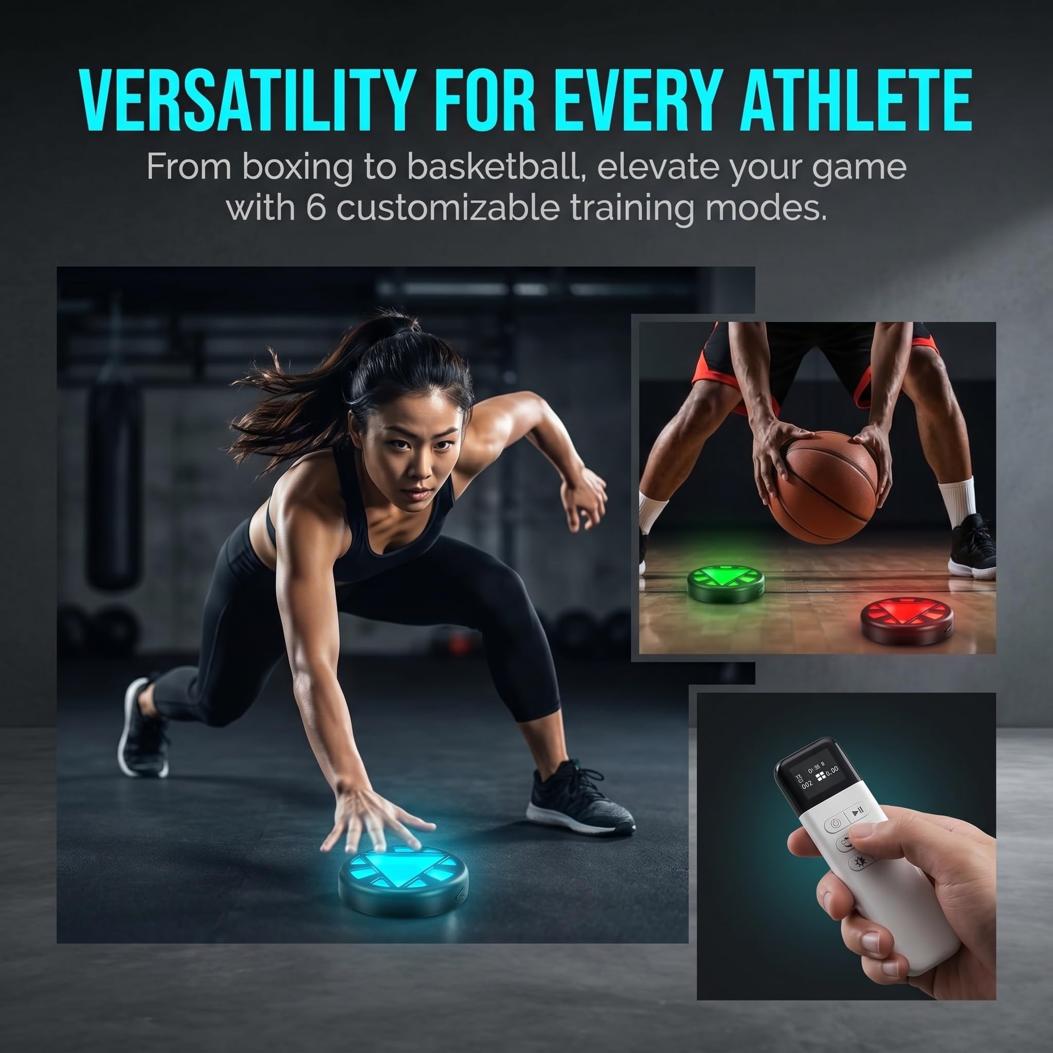 Reaktionstrainingslicht, 4-teiliges Sport-agilitätslicht-trainingsset, 6 Modi & 5 Farben, Mit Fernbedienung, Magnethalterung, Für Boxen, Fußball, Basketball, Fitness