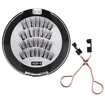 Magnetic Eyelashes, 2 Pairs Dual Magnetic False Lashes Natural Look, 3D False Eyelashes Extension Kit with Applicator Tweezers,Wsp