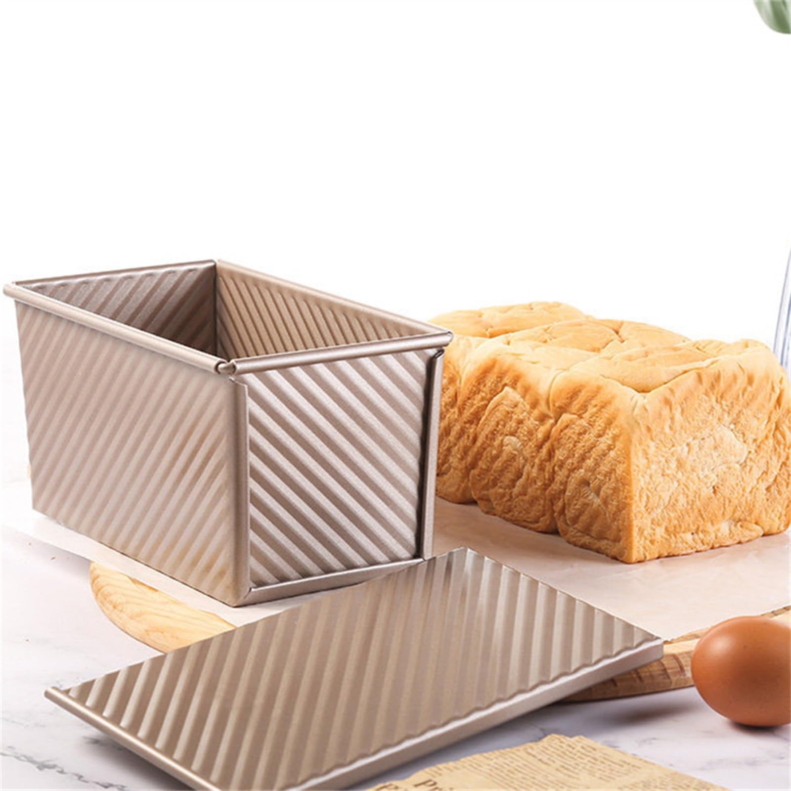 Molde para Tartas Golden Ripple Toast Box 450g Molde for tostadas antiadherente con tapa Herramientas for hornear horno