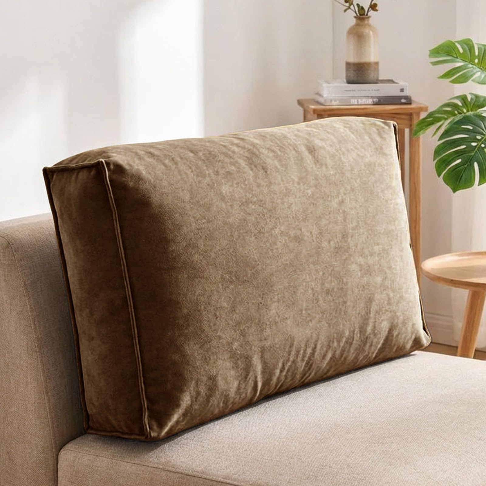 Aocase Camel Large Sofa Back Cushions, Lumbar Support Pillow For Couch & Bed – Reading Pillow With Waist Support, Throw Pillow For Sofa, Bay Window, Bedside Comfort,,60×45×12Cm