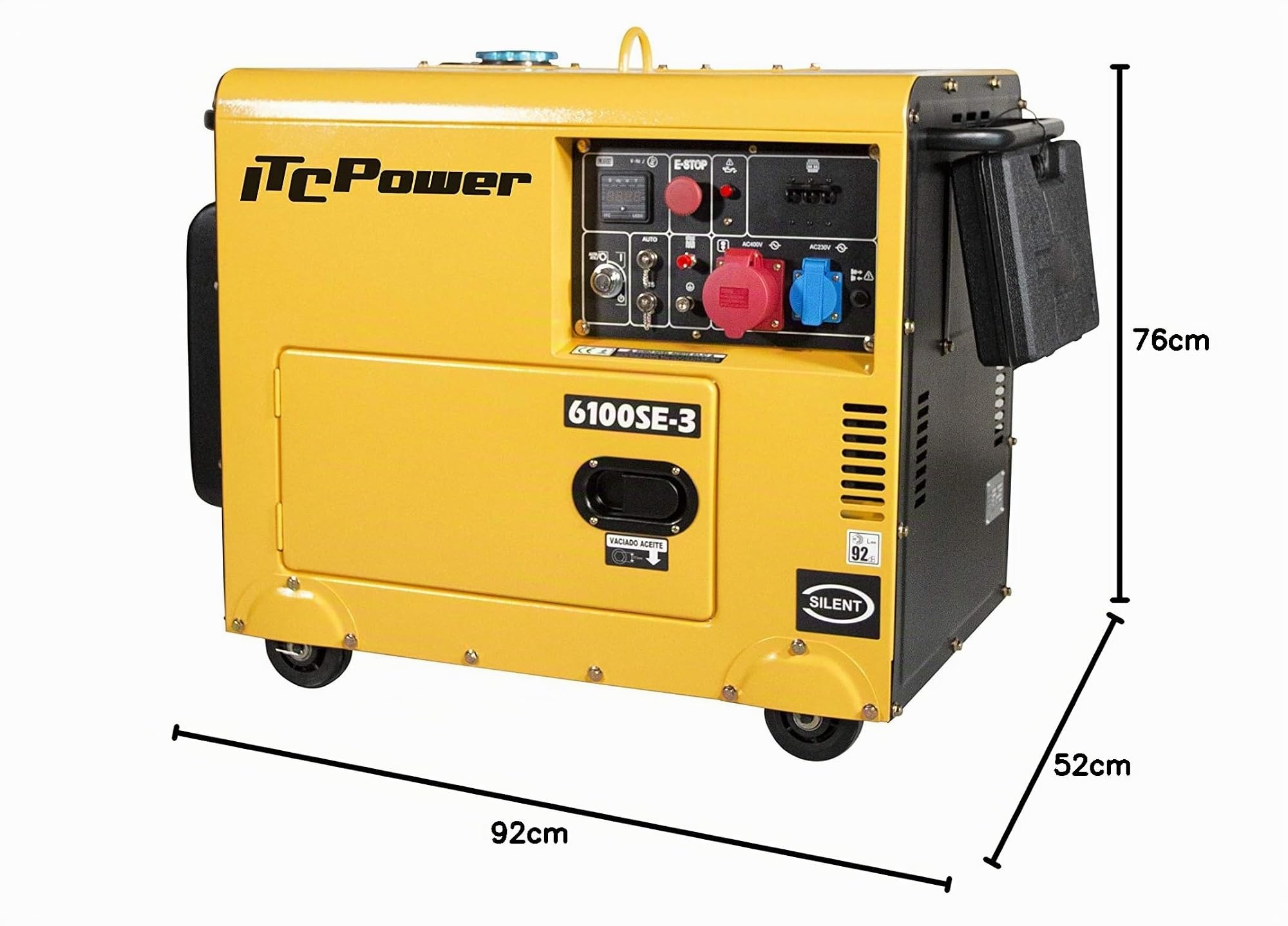 ITCPower Generador Diésel Trifásico Insonorizado 400V Profesional - Grupo Electrógeno Silencioso con Arranque Eléctrico y AVR para Empresas - Generador Alta Fiabilidad Uso Intensivo
