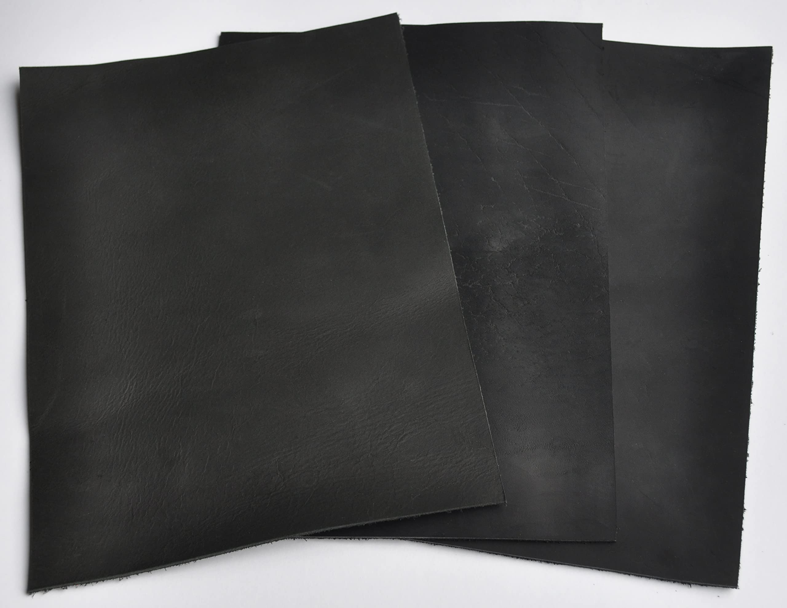 HAPPER STUDIO Cowhide Leather 1.7mm Thickness Pull-Up Crazy Horse Leather Genuine Leather Sheets for Crafts. (3, Black, A4 (210x297mm))