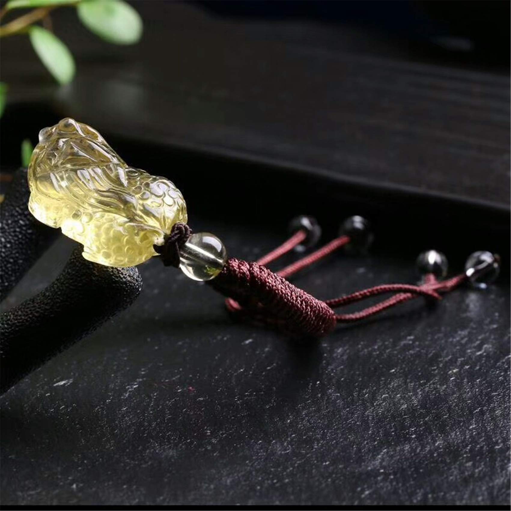 Pulsera de la Suerte, Pulsera Feng Shui, Cristal Citrino, Hilo Rojo, Amuleto Pi Yao, Ajustable, Hecho a Mano, talismán Budista para Riqueza y Buena Suerte.