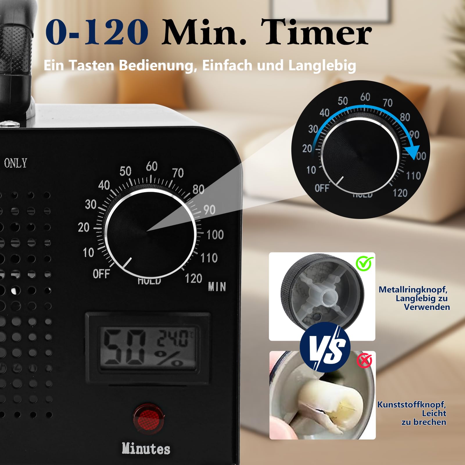 40000mg/h Ozongenerator, O3 Industrielle Ozongerät mit 120 Min Timer für Autos, Wohnungen, Rauch, Haustiergerüche und Beseitigung von Küchengerüchen(Schwarz)