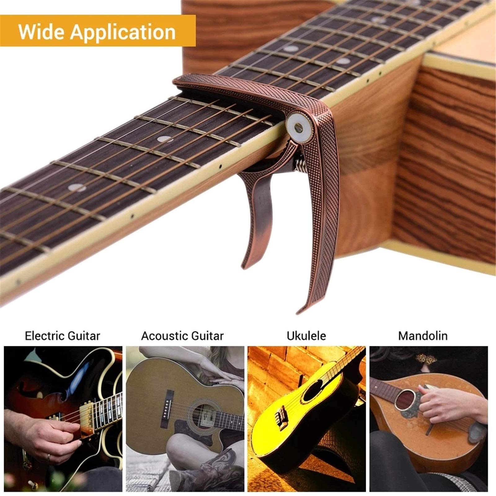 Capotasto per Chitarra Acustica Capotasto per Chitarra Professionale (Rosso Rame Taglia Unica)