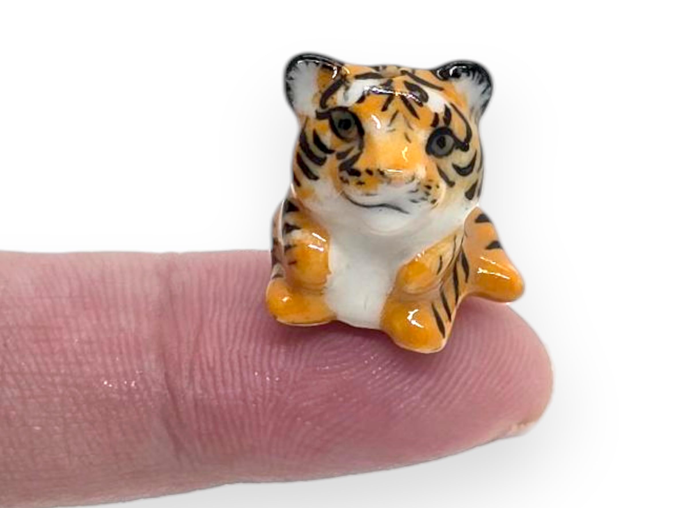 Figurine miniature en céramique faite main petit tigre statuette animale