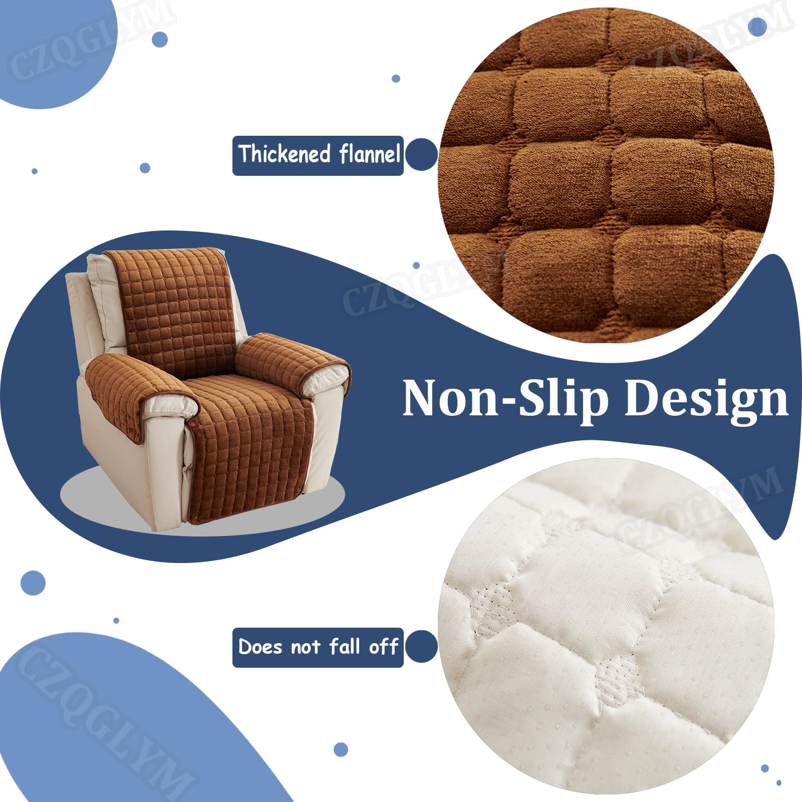 Copripoltrona Relax Reclinabile Universale,Elasticizzato Copripoltrona 1 posto con Tasche,Protezione Anti-Macchie e Antigraffio, Lavabile Copripoltrona (B-Coffee,3 Seat(116 * 190CM))