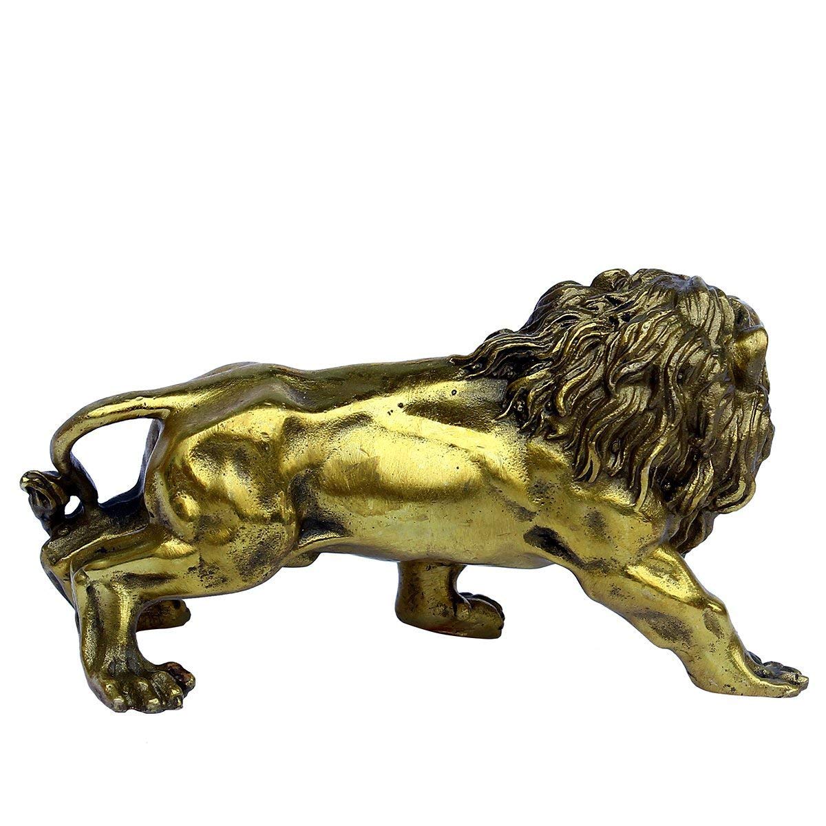 幸運？　真鍮　ブラス　オブジェ　ライオン　アンティーク　gold 希少 Amazon.com: OHAYA African Lion Statue Golden Wealth Figurine Home