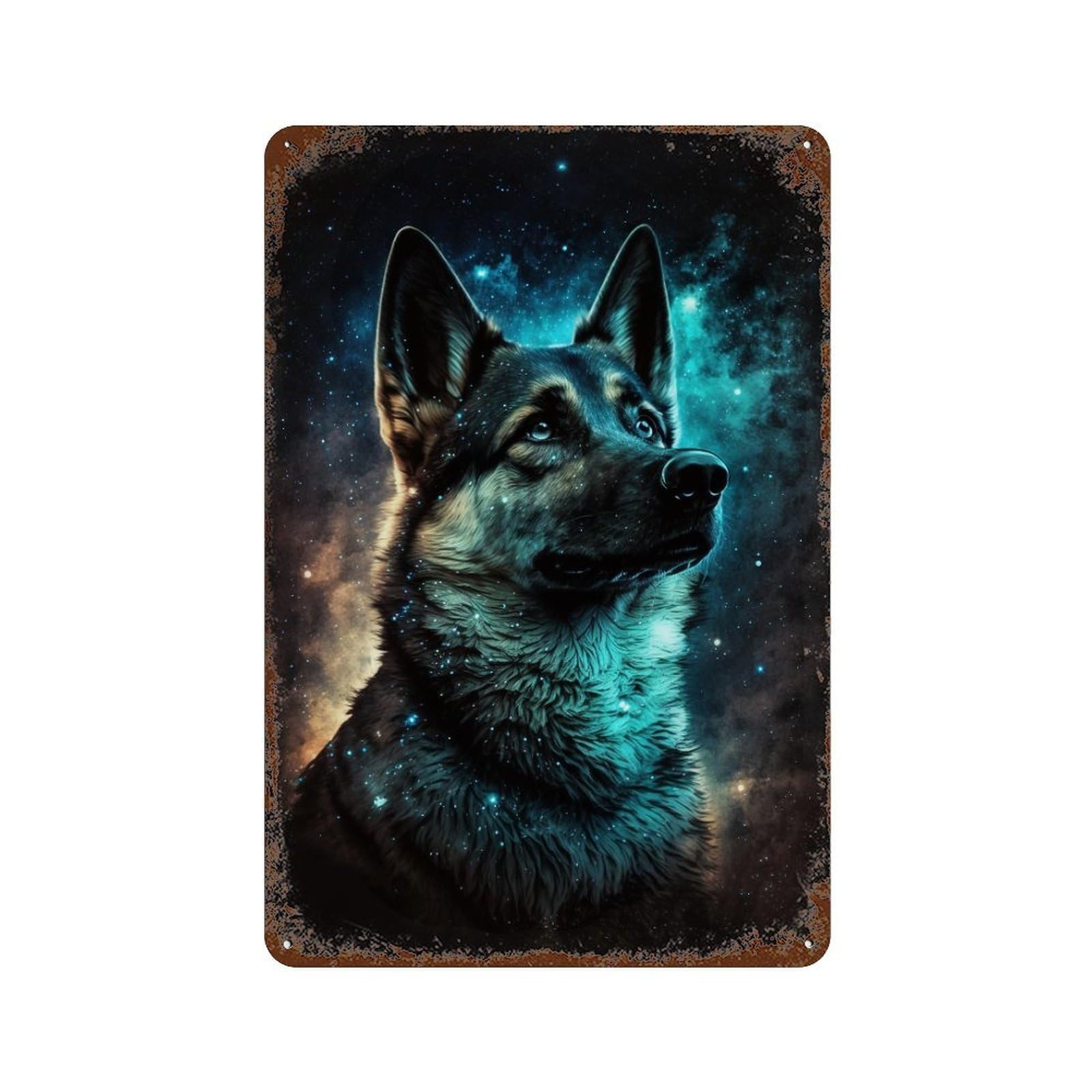 Galactic Canine Majesty -5 Rustic Tin Plaque 11.8"x7.9", Classic Wall Plaque for Garage, Pub Or Kitchen