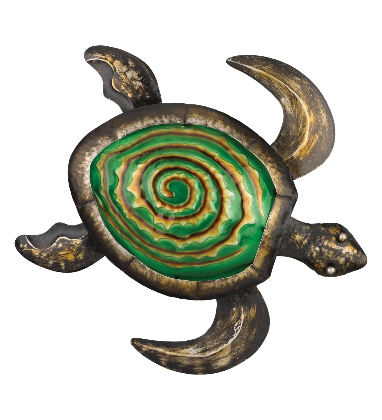 Regal Art & Gift Artistic Wall Décor, Hand-Painted Metal & Glass Sculpture, Weather & Fade Resistant, Indoor & Outdoor Wall Art, Easy to Hang, Spiral Pattern, Sea/Ocean theme, Turtle