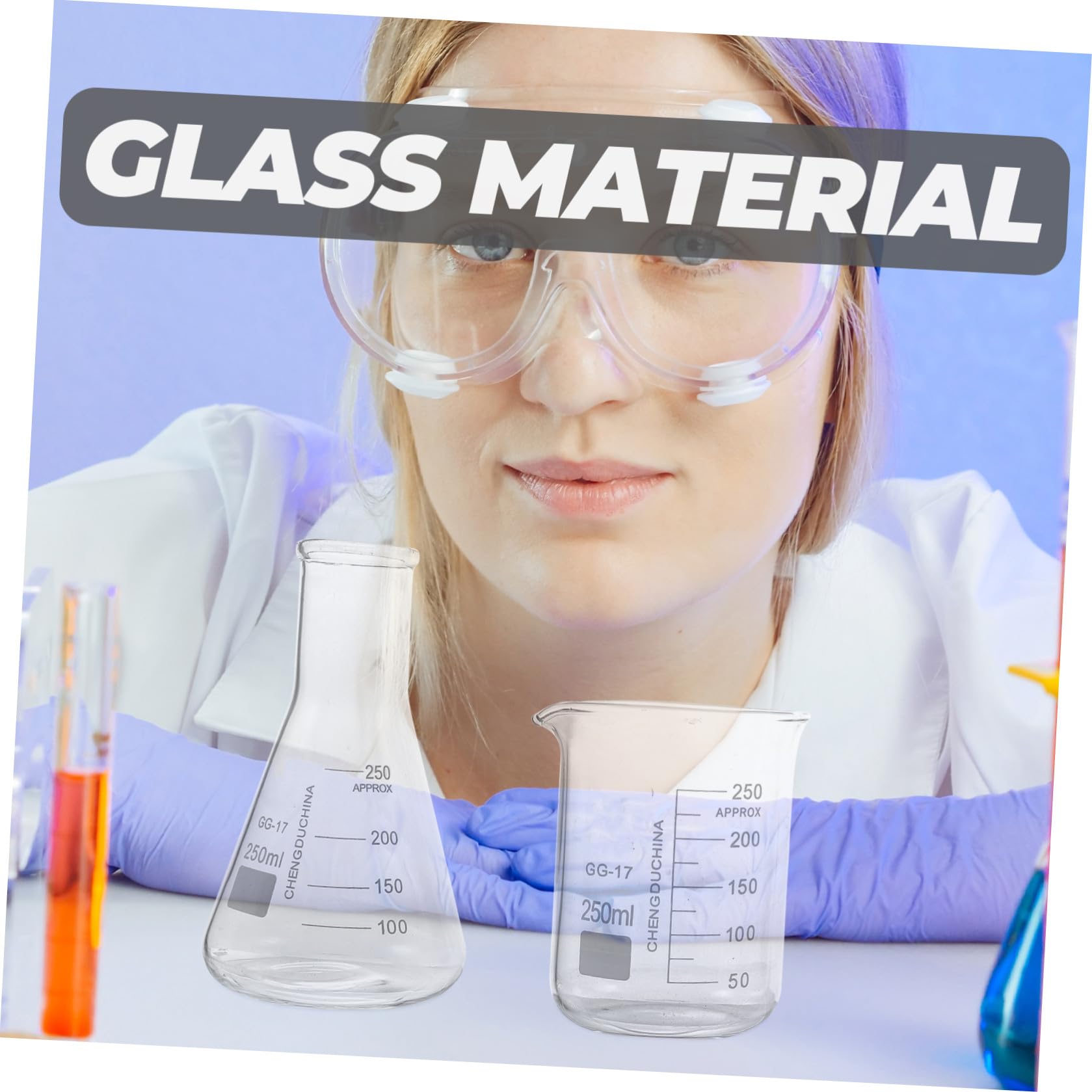NUOBESTY Becher Graduato Set di 9 Pezzi per Laboratorio Scientifico di Vetro e Cilindro di Misurazione, Scala Facile da Leggere senza Perdite Laterali, per Ricerca ed Educazione