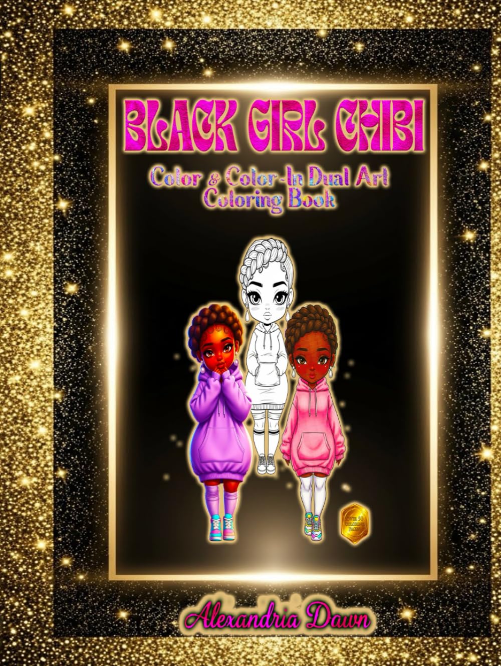Black Girl Chibi: Color & Color-In Dual Art Coloring Book
