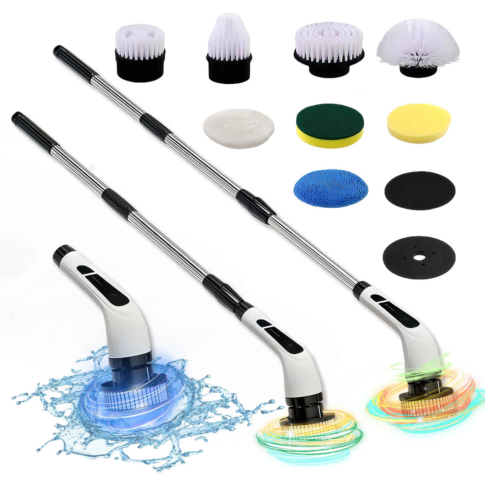 Photo 1 of **POSSIBLE PARTIAL SET/ UNKNOWN MISSING PIECES/UNTESTED*** Electric Spin Scrubber- Ditch the Scrubbing! Long Handle Shower Scrubber with 9 Replaceable Heads - 2 Speed Cordless Brush Ensures Long Battery Life, Modern Design! (White)