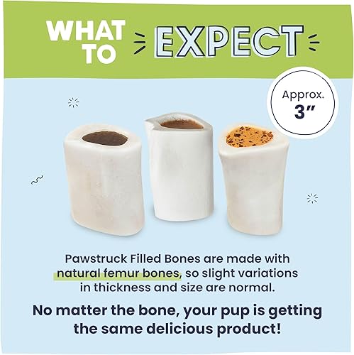 Miniatura 6 de Pawstruck Huesos de perro pequeños rellenos de 3 pulgadas, sabor a carne de res, hecho en Estados Unidos, fémur relleno de larga duración para