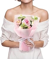 Lizzton Handmade Crochet Flower Bouquet - Artificial Knitted Roses for Valentine's Day, Anniversary, Birthday Gifts for Wife Girlfriend Mom, Home Decor