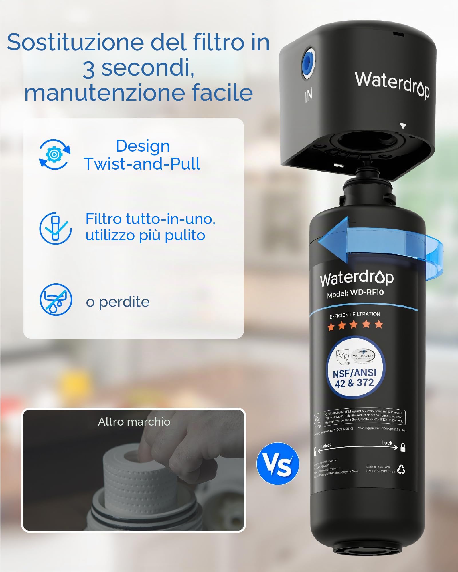 Waterdrop 10UA Filtro Acqua Sistema (Con 1 Filtro Aggiuntivo)