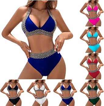 Women Two Piece Bathing Suit Sexy Swimwear Push Up Bikini Set Halter Swimsuit Full Coverage Padded 2 Piece Swimsuits