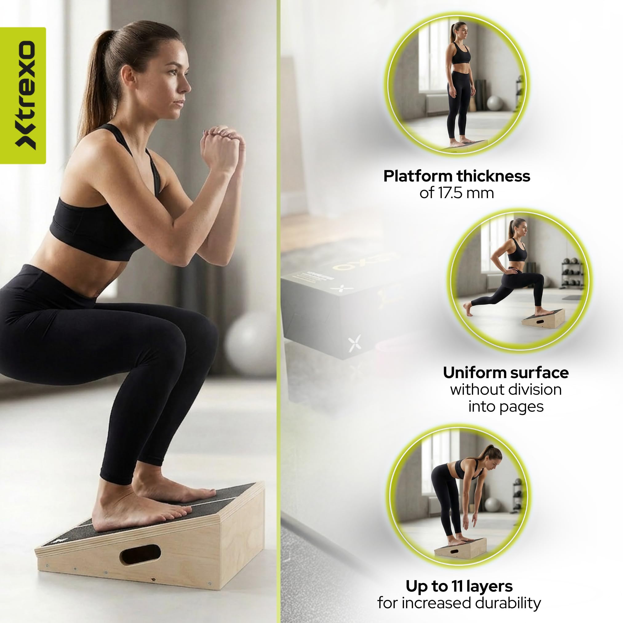 Slant Board Schwarz – verstellbare Waden-Dehnplatte (4 Winkel), Anti-Rutsch, für Dehnung von Waden & Achillessehne, Reha & Home Fitness