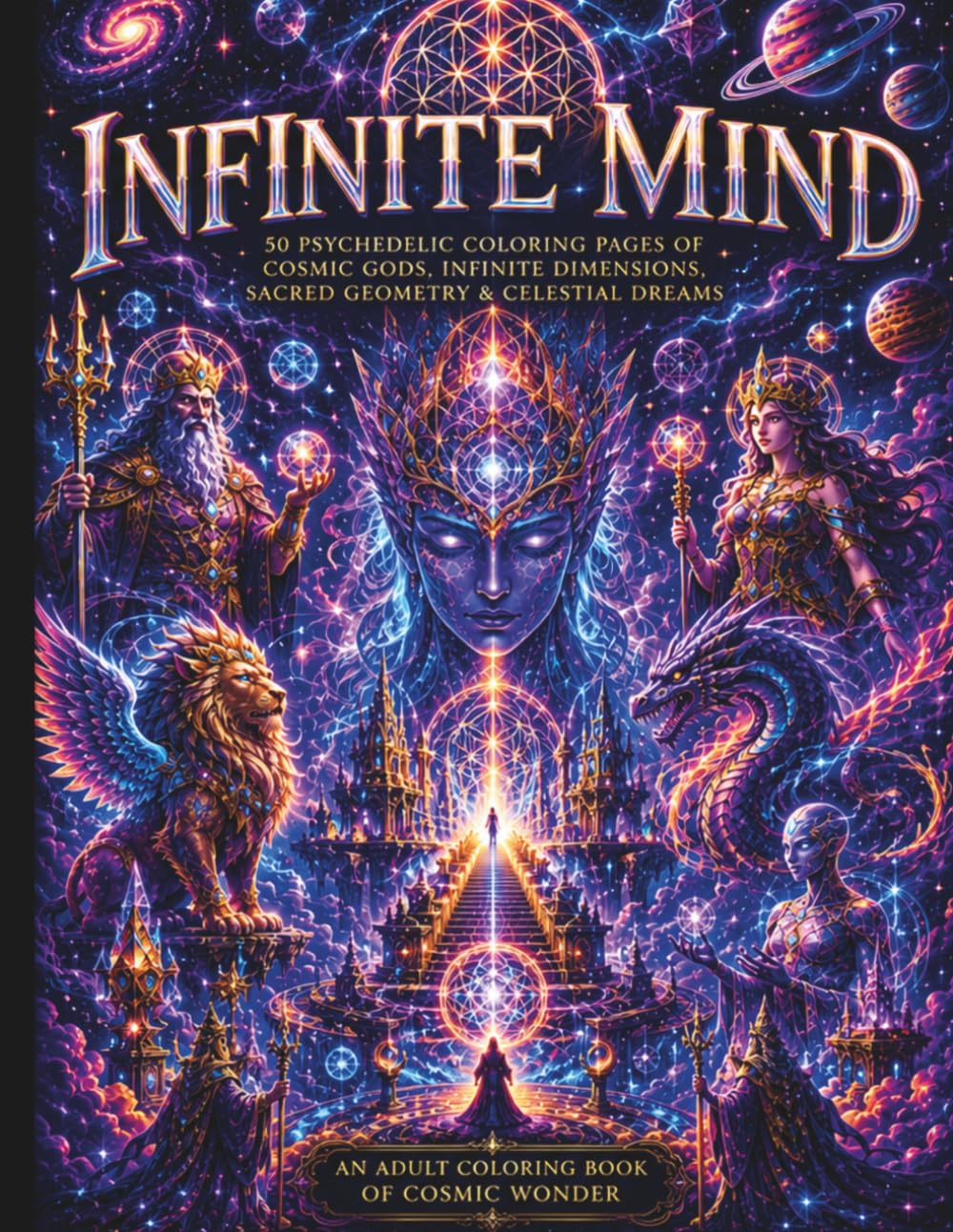 Infinite Mind: Cosmic Gods, Infinite Dimensions Beyond Reality: 50 Psychedelic Coloring Pages of Cosmic Gods, Infinite Dimensions, Sacred Geometry & Celestial Dreams (Infinite Mind Collection)