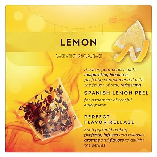 Miniatura 3 de Lipton Té negro limón, bolsas de té piramidal, bolsitas de té saborizadas para una taza de té refrescante, 20 bolsas de té en total