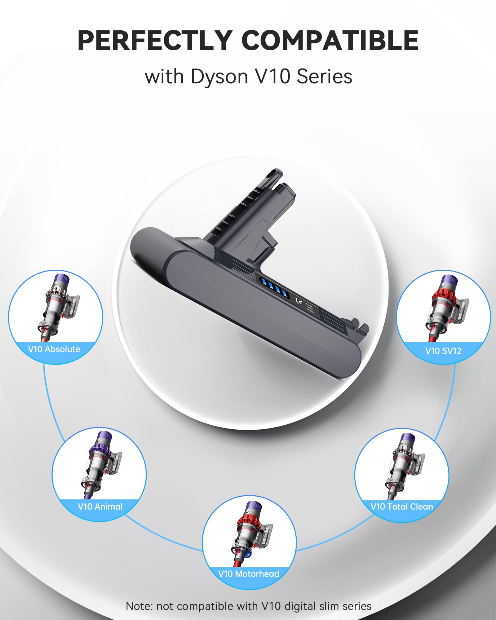 Morpilot Akumulator 8000 mAh do odkurzacza Dyson V10 SV12, akumulator zamienny do odkurzacza akumulatorowego V10 Absolute Animal Motorhead Fluffy Extra Cyclone, zamiennik Dyson 969352-02