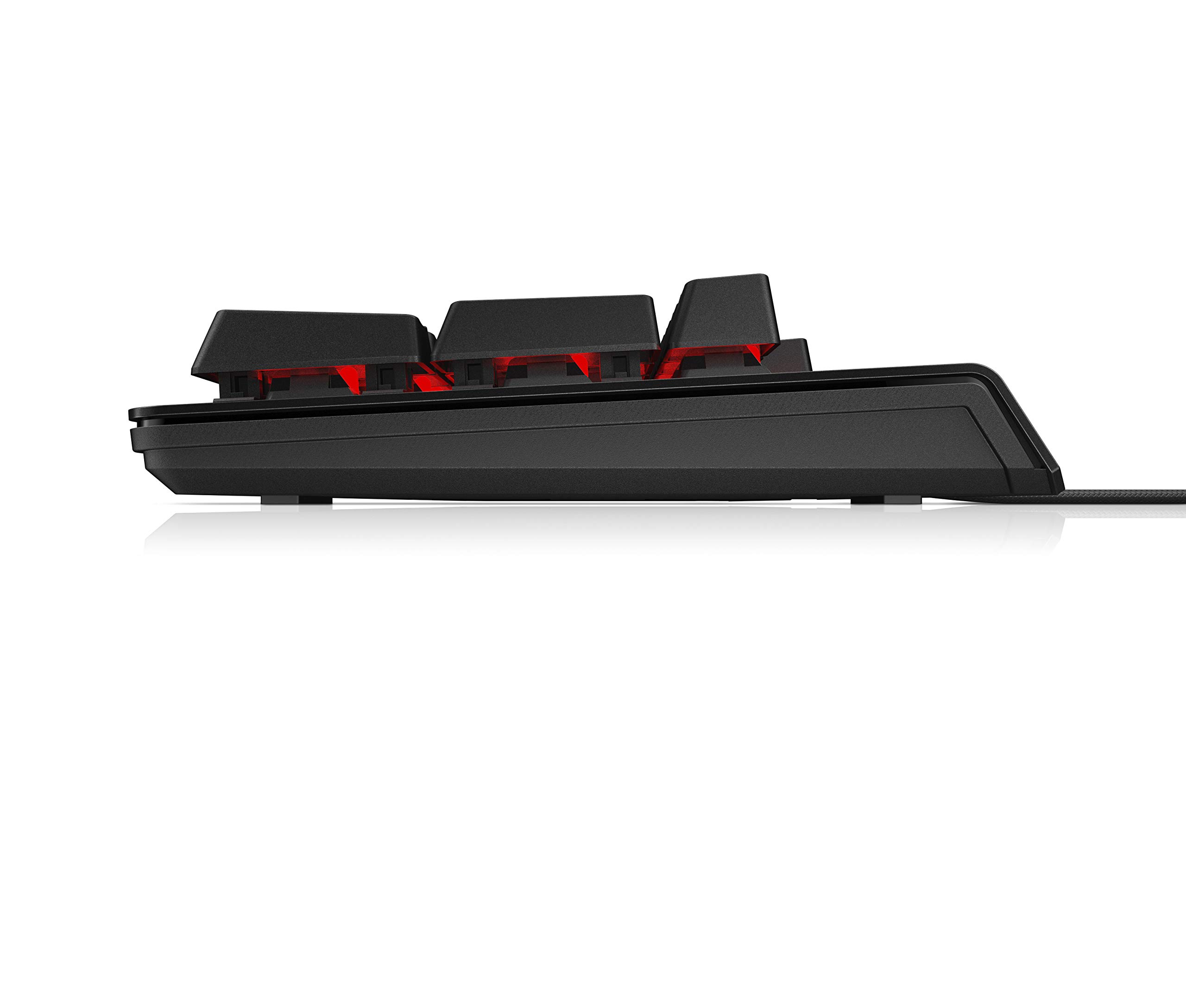 OMEN Encoder Gaming Tastatur (Cherry MX brown, Anti-Ghosting, N-Key-Rollover, RGB-Beleuchtung, USB-Anschluss, geflochtene Ummantelung, verstellbare Stützen, QWERTZ-Layout) schwarz