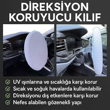 Kia Sportage ile Uyumlu Direksiyon Koruyucu Kılıf UV, Toz, Isı Koruma 36-42 cm