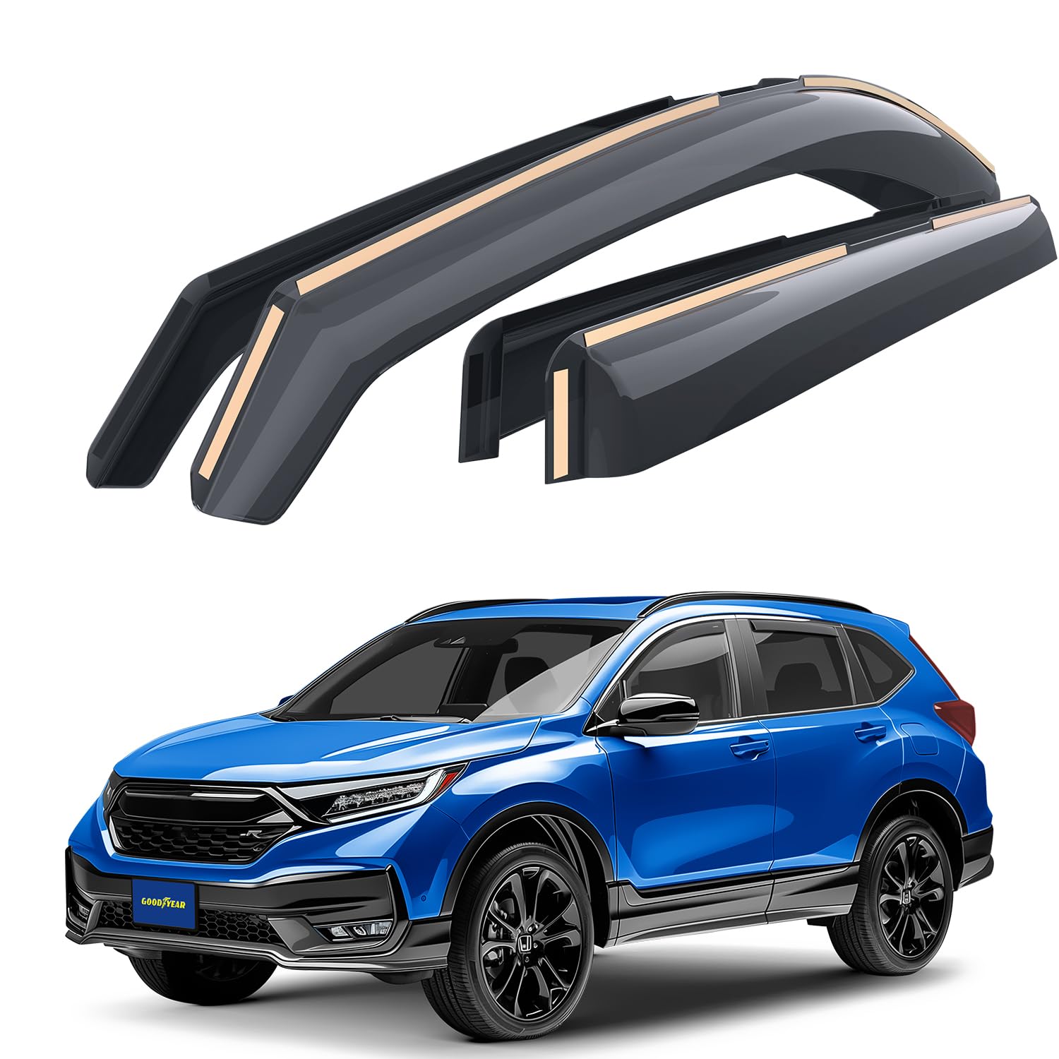 Goodyear Shatterproof in-Channel Window Deflectors for Honda CR-V (CRV) 2017-2022, Rain Guards, Window Visors for Cars, Vent Deflector, Car