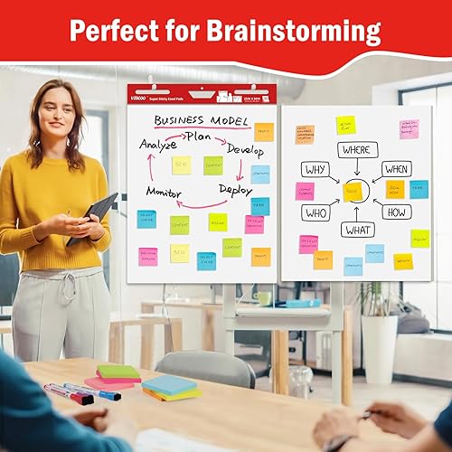 Miniatura 6 de Almohadilla de caballete adhesivo, papel de carta grande de 25 x 30 pulgadas para profesores, 3 blocs de papel de caballete autoadhesivo para