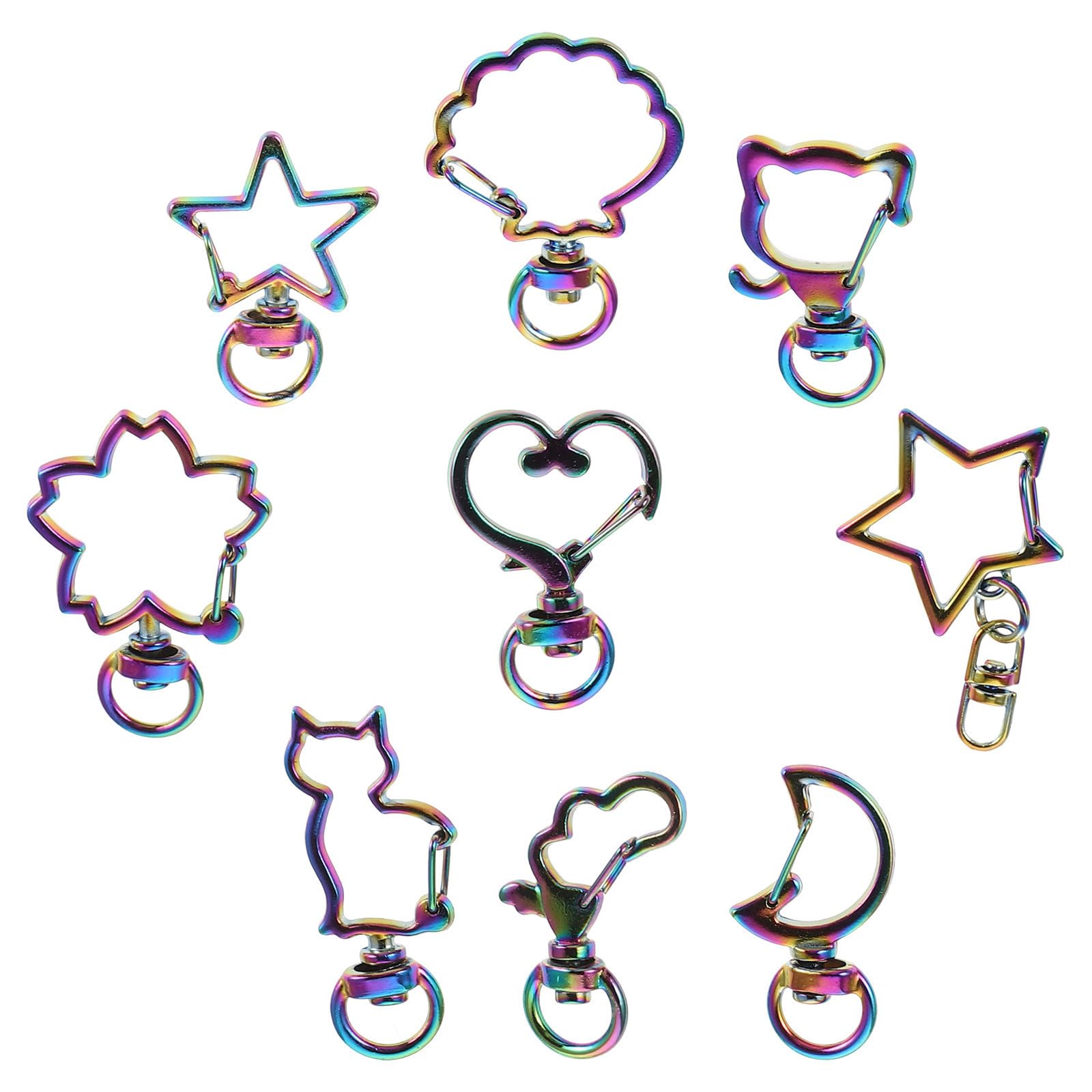 Cierres giratorios de metal con formas de corazón y luna para llaveros y llaveros DIY