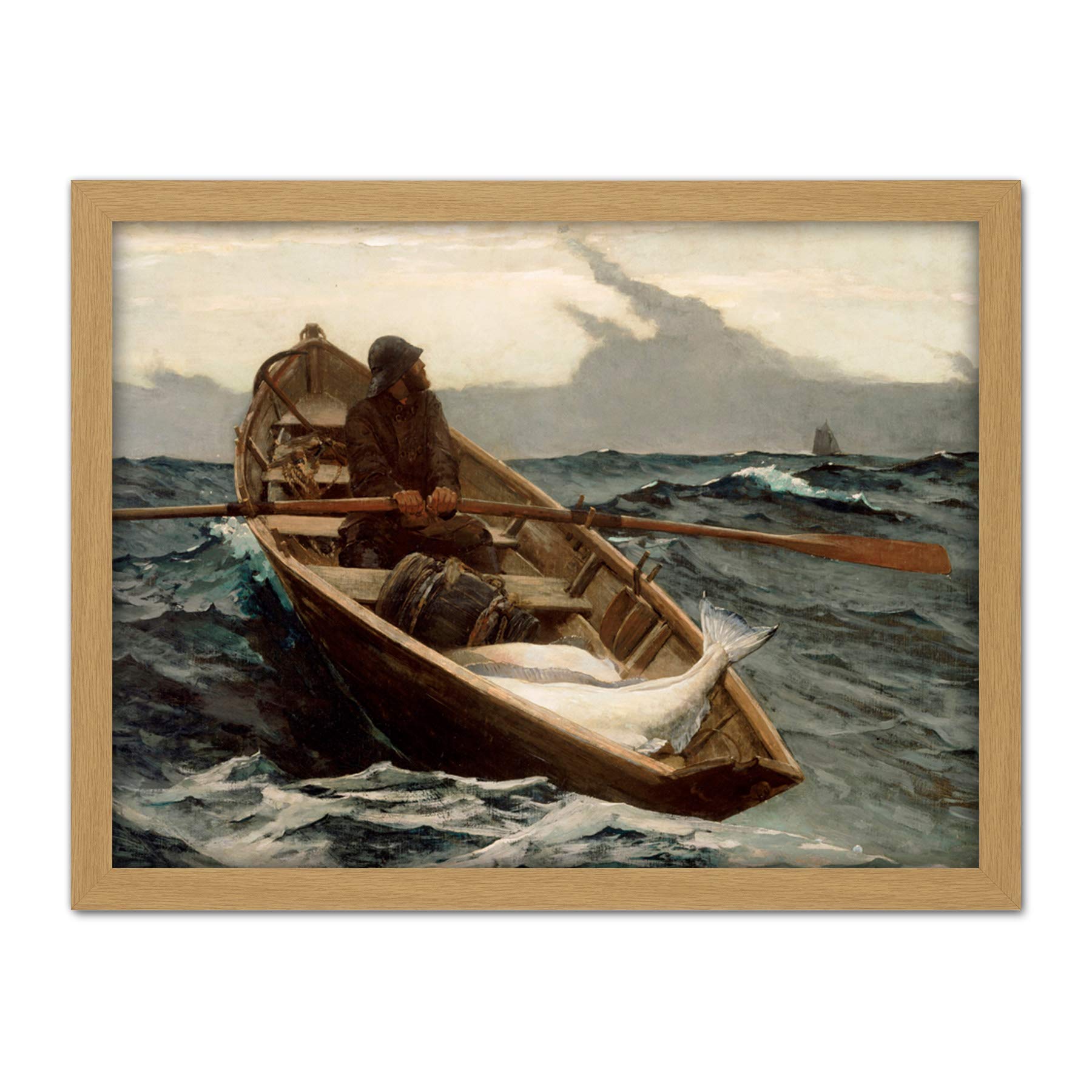 Winslow Homer Fog Warning Painting Artwork Framed Wall Art Print 18X24 Inch