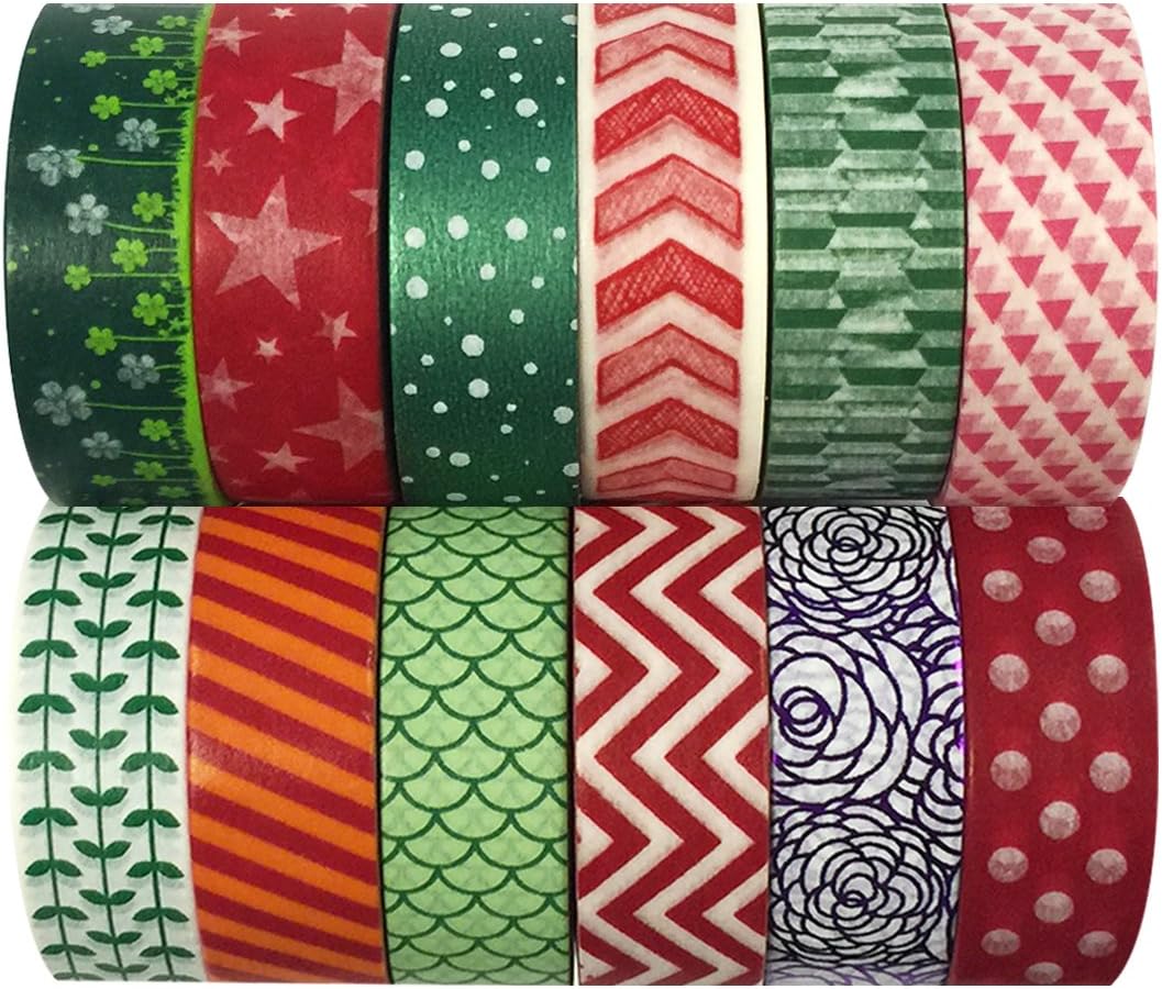 allydrew Washi Tapes Decorative Masking Tapes, Set of 12, ADSET53