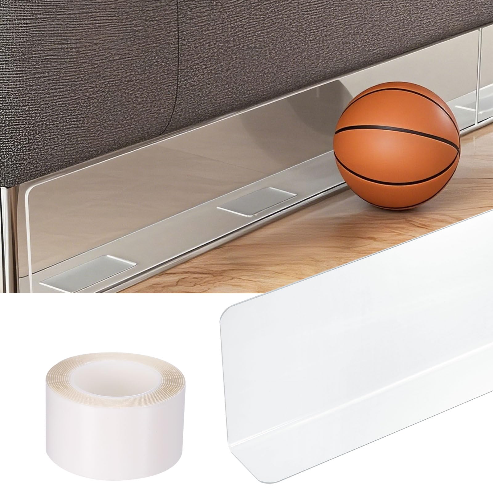 sourcing map 5Pcs Transparent Under Couch Blocker, 16" l 1.97" H Under Bed Blocker, for Prevent Things Pet Going Furniture Couch Bed Bottom