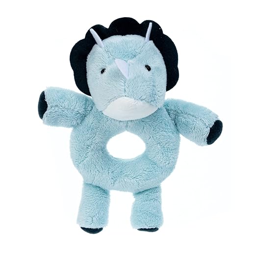 KIDS PREFERRED Carter’s Dino Ring Rattle, Plush Toy for Babies, Blue (67986)