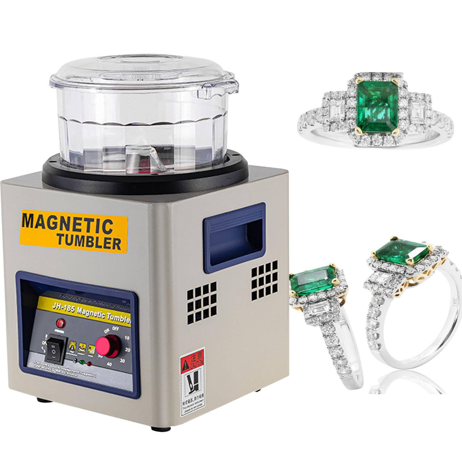 Polerka magnetyczna, polerka magnetyczna, polerka do biżuterii z bębnem polerskim o średnicy 180 mm i szpilkami polerującymi o średnicy 200 g z regulowanym kierunkiem i czasem pracy biżuterii