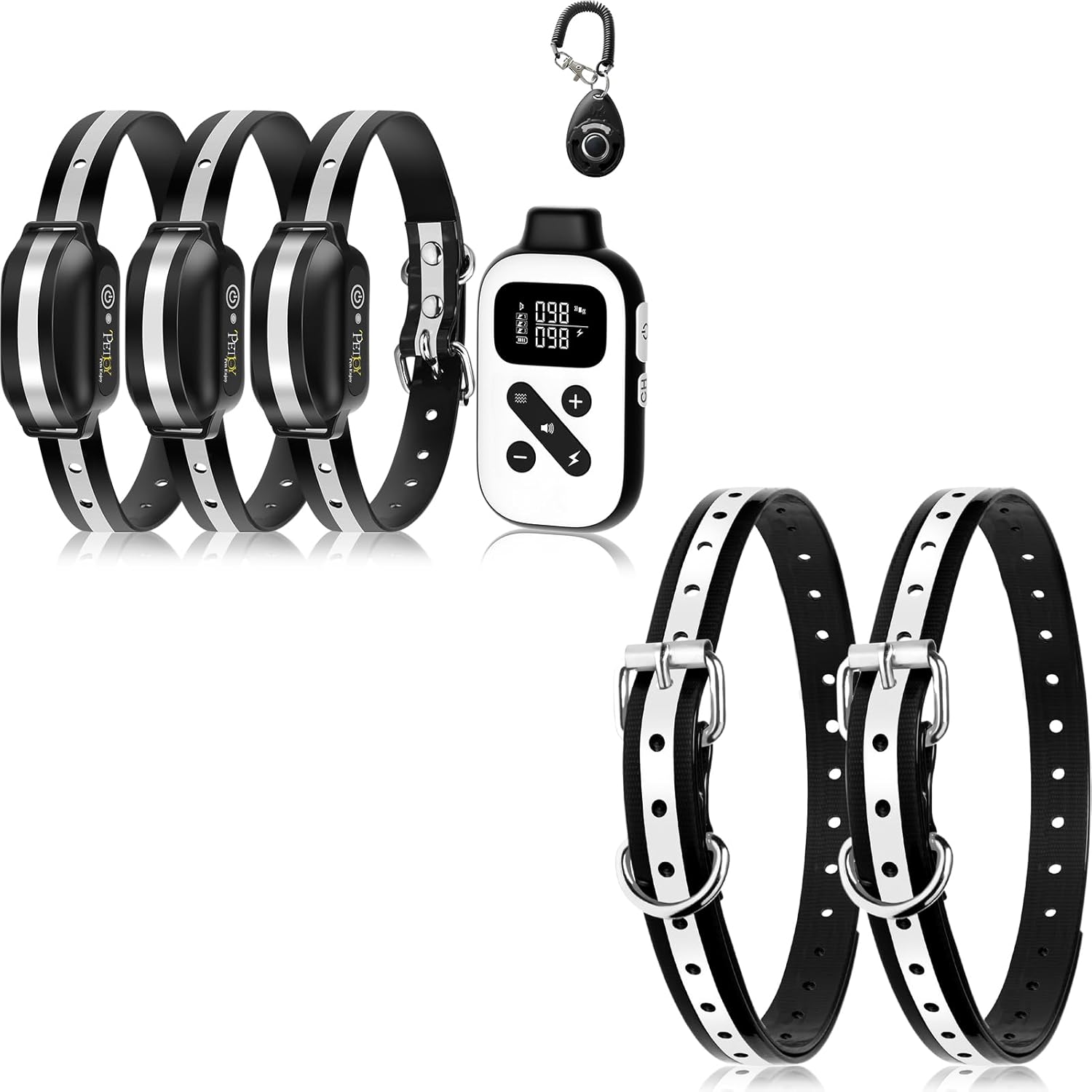 PetJoy 3 Dog Shock Collar for Large Dogs, with Total of 5 Collar Straps