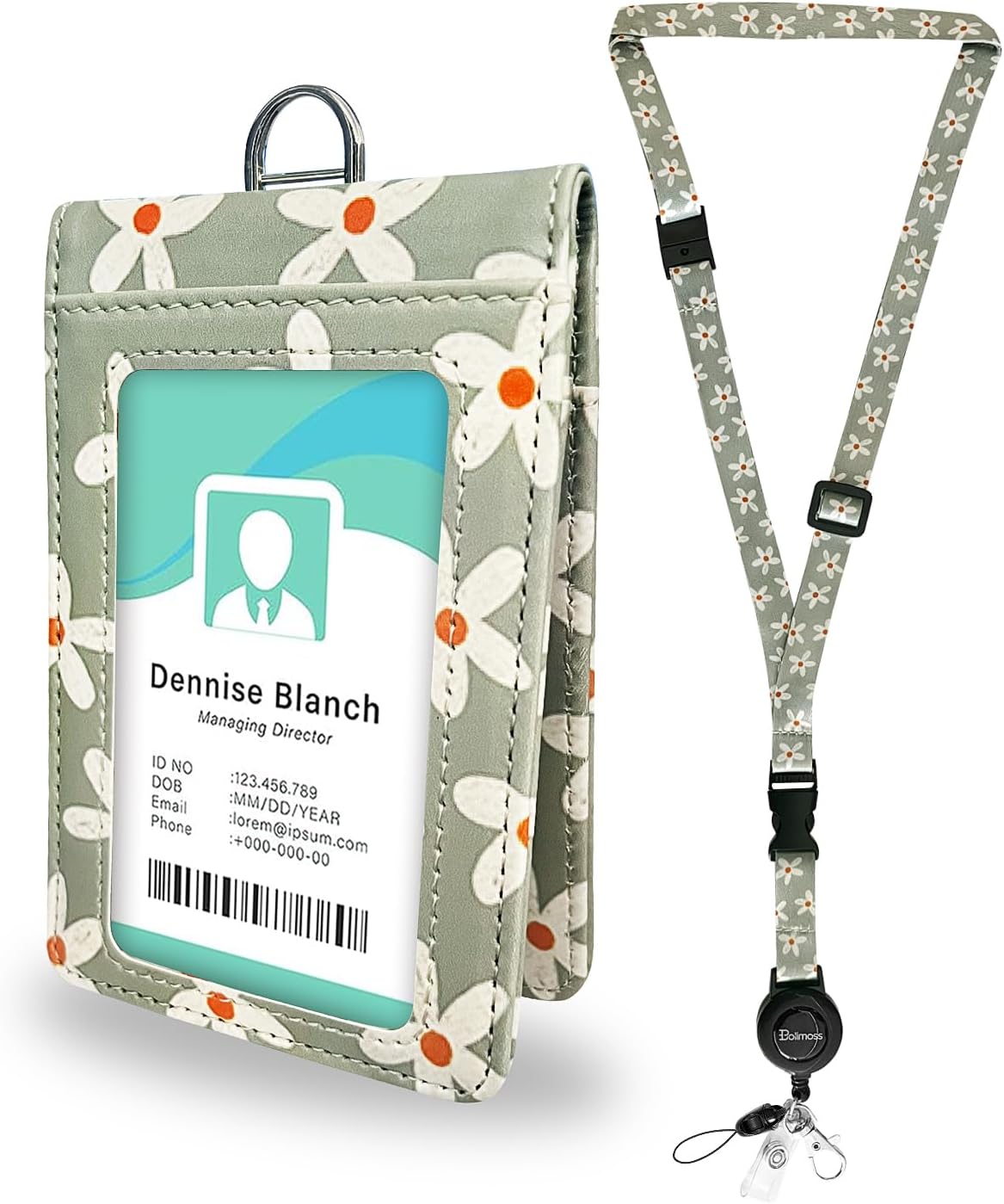 Susaid Cute Polar Bear Print ID Badge Holder With Double-Sided Windows - View #10