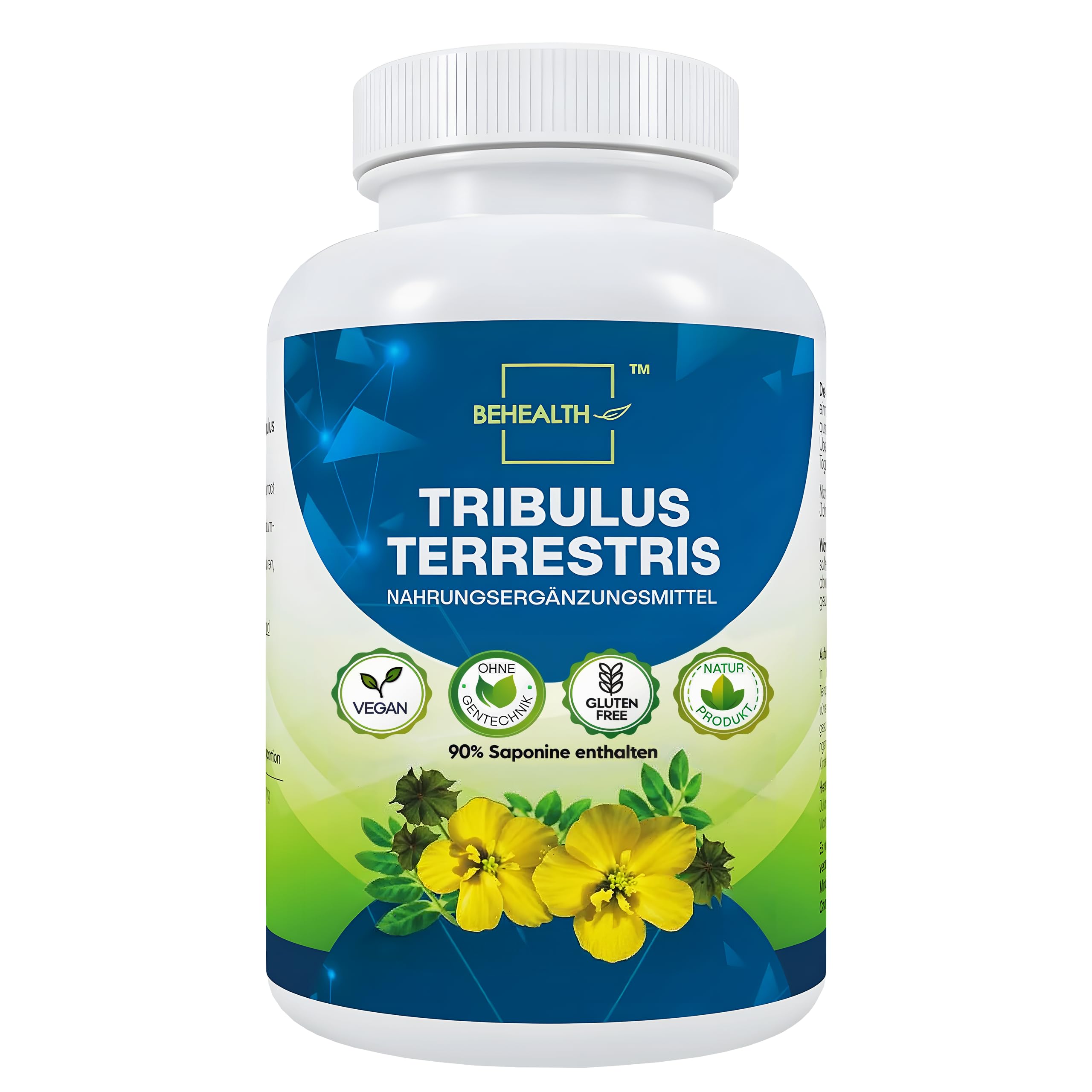 Tribulus Terrestris – Hochdosiert mit 90% Saponinen – Pflanzliches Supplement für Männer – Zellulose-Kapseln 120 Stück – Laborgeprüft – Hergestellt in der EU