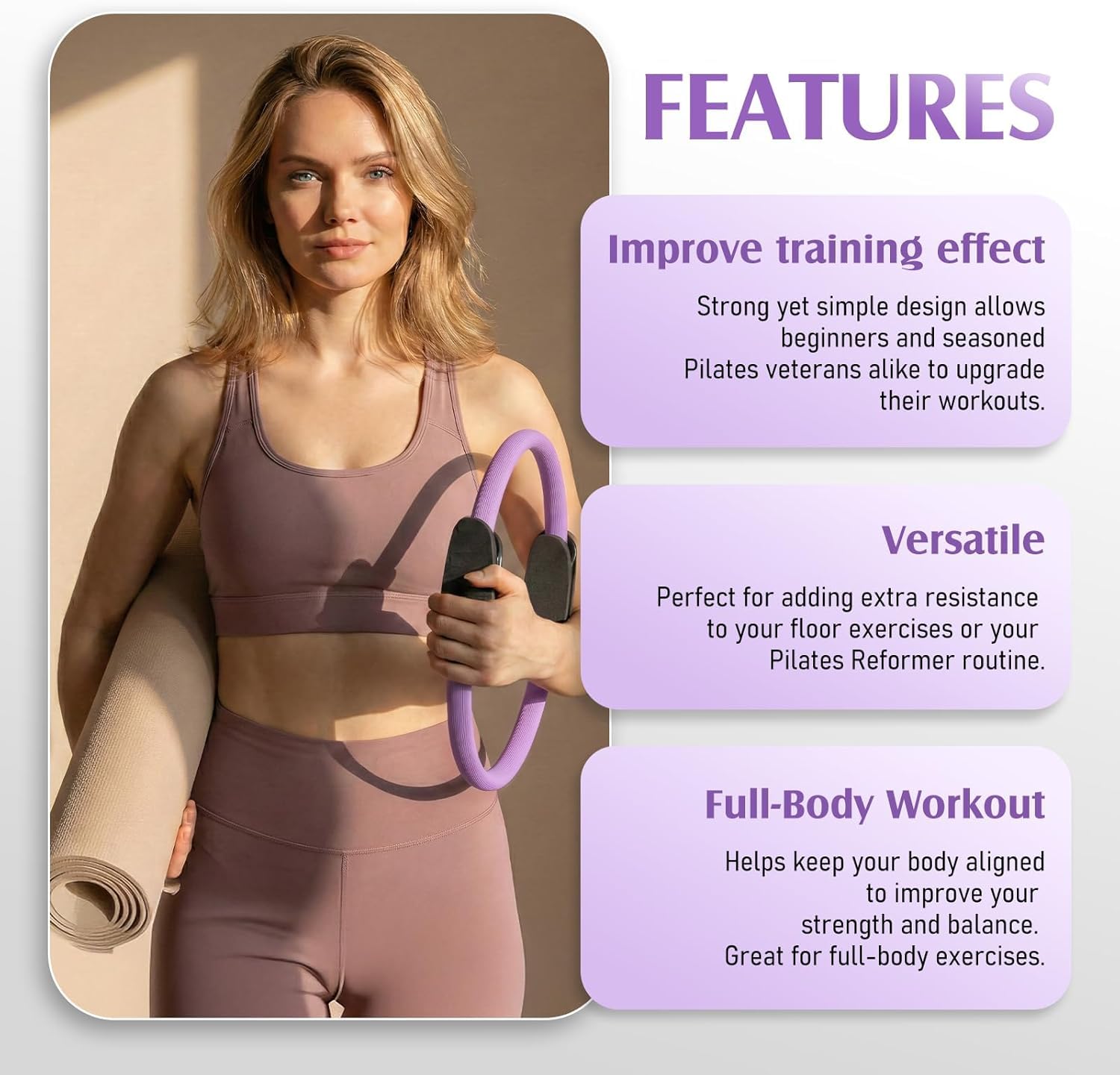 Pierścień do pilatesu dla kobiet, 36,8 cm, domowy magiczny trening, pilates Essentials zestaw startowy dla początkujących, kształt tonizujący, całe ciało