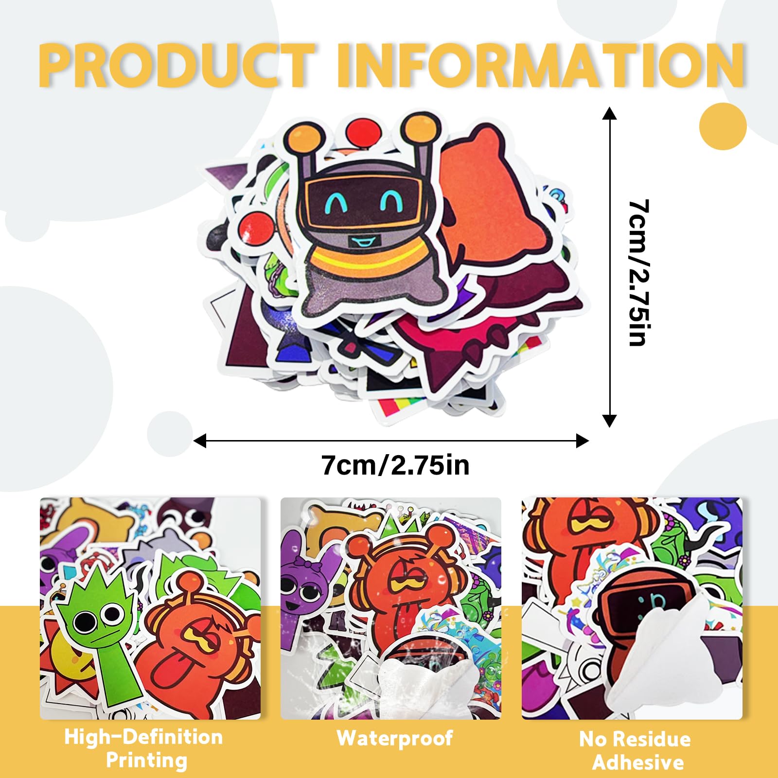 50 stuks Sprunki stickers voor kinderen, ritme box, puzzel