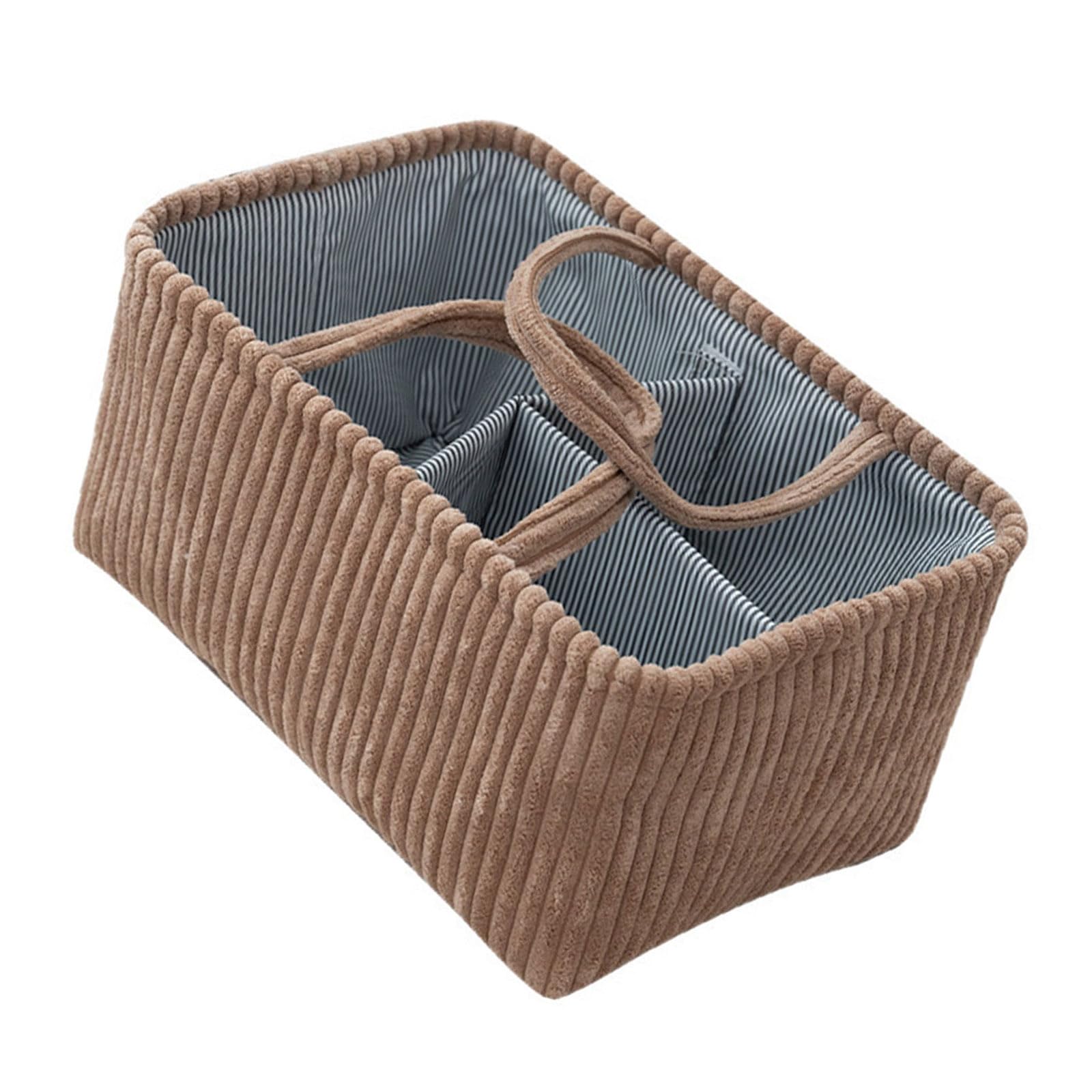 Jazuaiao Practical Corduroy Storage Basket with Sturdy Handles for Home Organization and Decoration Multi-Compartment Organiser Corduroy Storage Basket